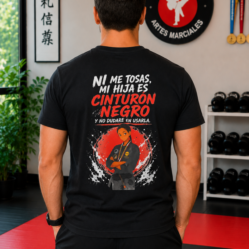 Camiseta Mi Hija Es Cinturón Negro (FOTO PERSONALIZADA)