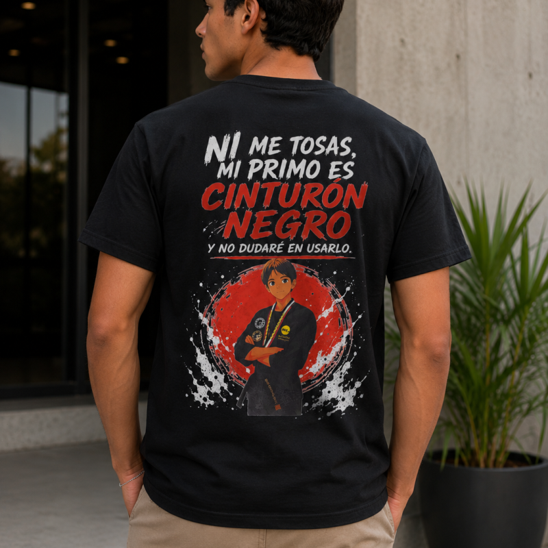 Camiseta Mi Primo Es Cinturón Negro (FOTO PERSONALIZADA)
