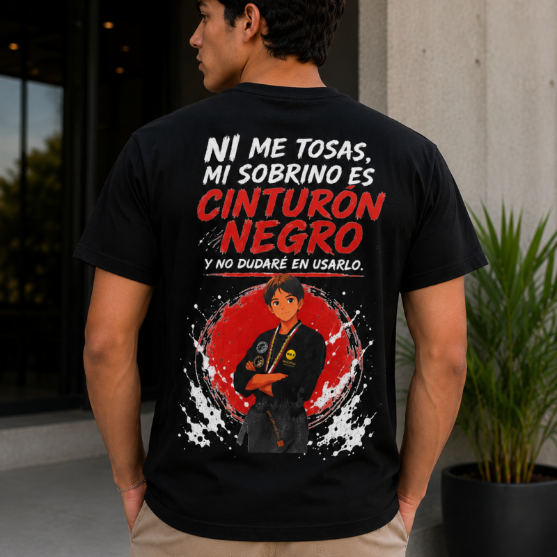 Camiseta Mi Sobrino Es Cinturón Negro (FOTO PERSONALIZADA)