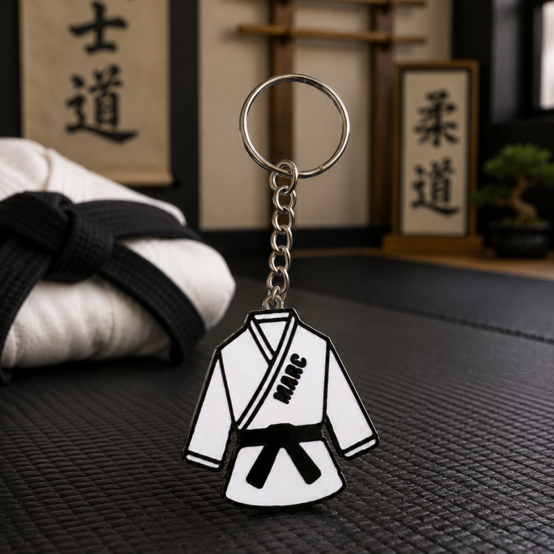 Llavero Personalizado de Kimono con Cinturón Negro